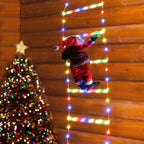 Papai Noel na Escada Decoração de Natal Luz Led Merry Christmas  Colorida 150cm Largura 