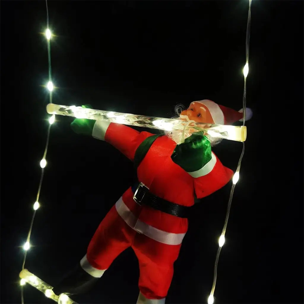 Papai Noel na Escada Decoração de Natal Luz Led Merry Christmas Enfeites de Natal 