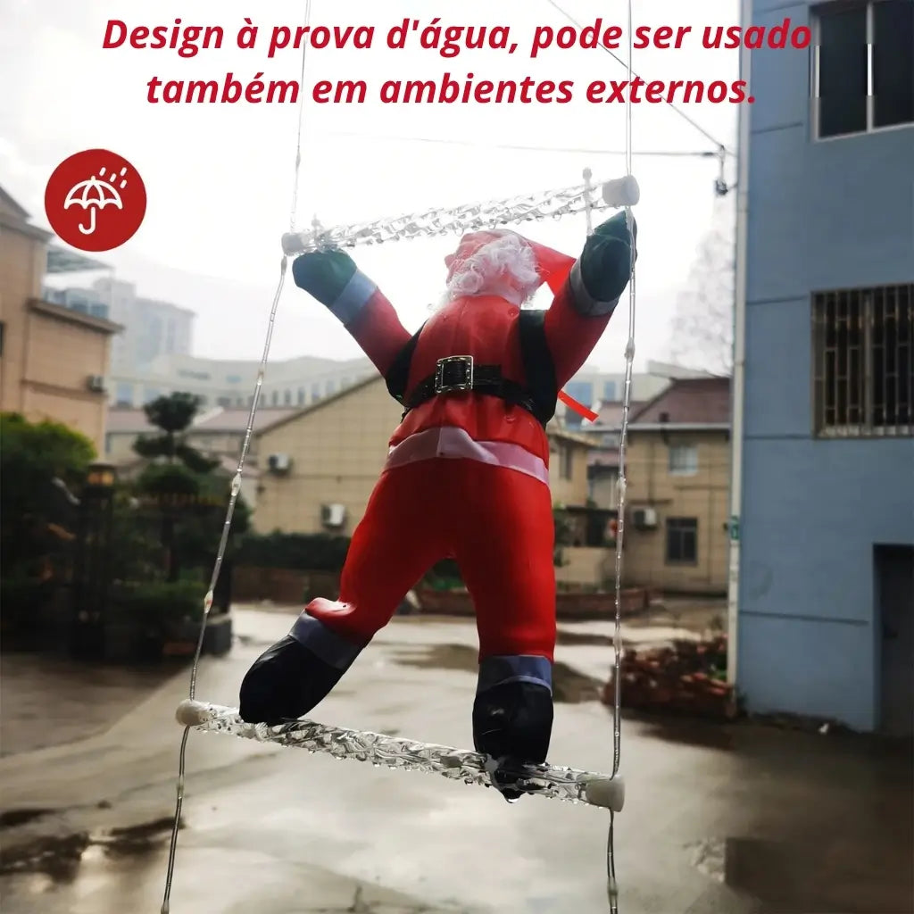 Papai Noel na Escada Decoração de Natal Luz Led Merry Christmas Papai Noel Decoração de Natal