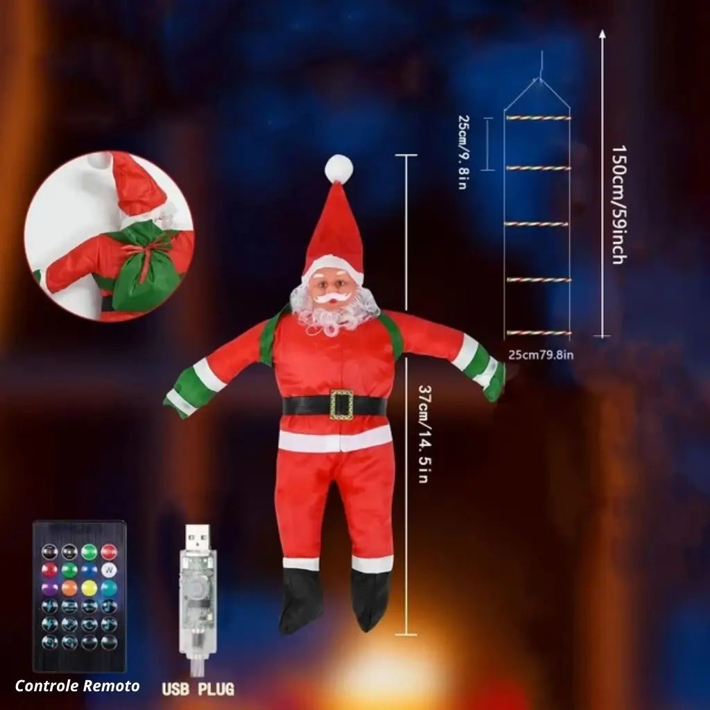 papai noel na escada feliz natal tamanho 150cm tazmo casa 