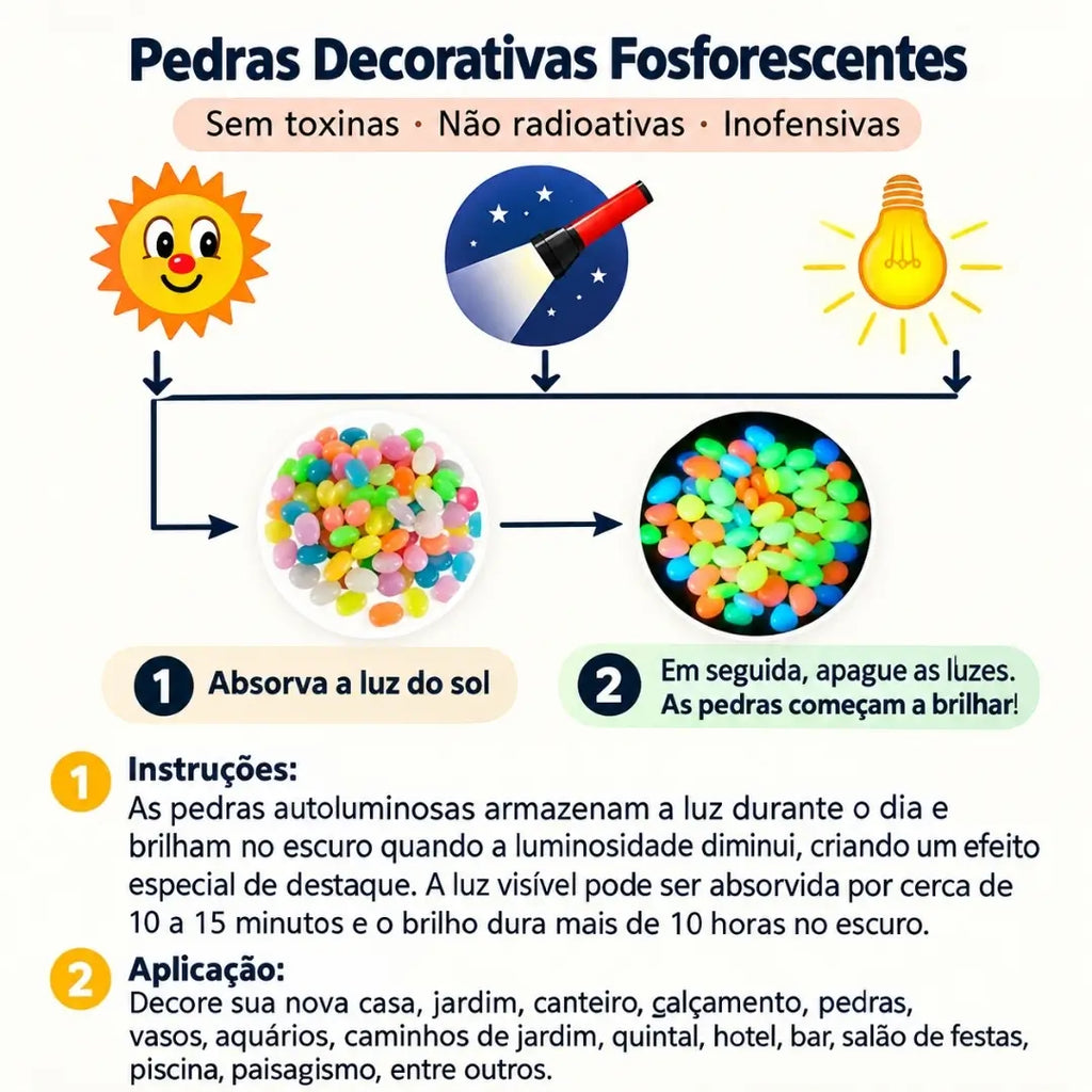 Pedras luminosas para jardim seixos decorativos 500 peças tazmo casa pedras decoração fosforescentes 