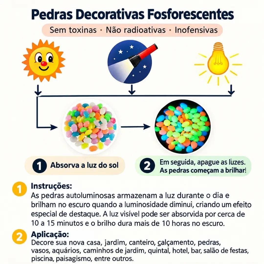 Pedras luminosas para jardim seixos decorativos 500 peças tazmo casa pedras decoração fosforescentes 