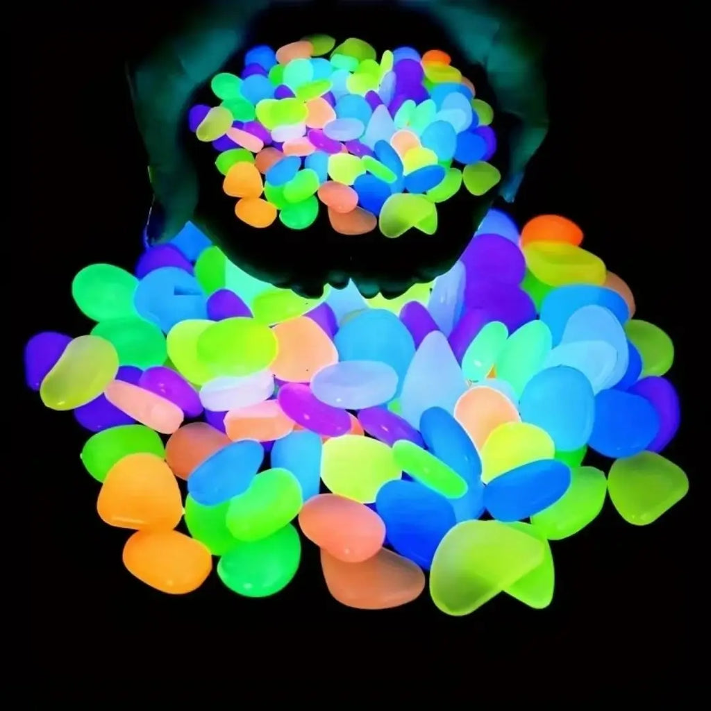 Pedras luminosas para jardim seixos decorativos 500 peças tazmo casa  colorida brilhando 