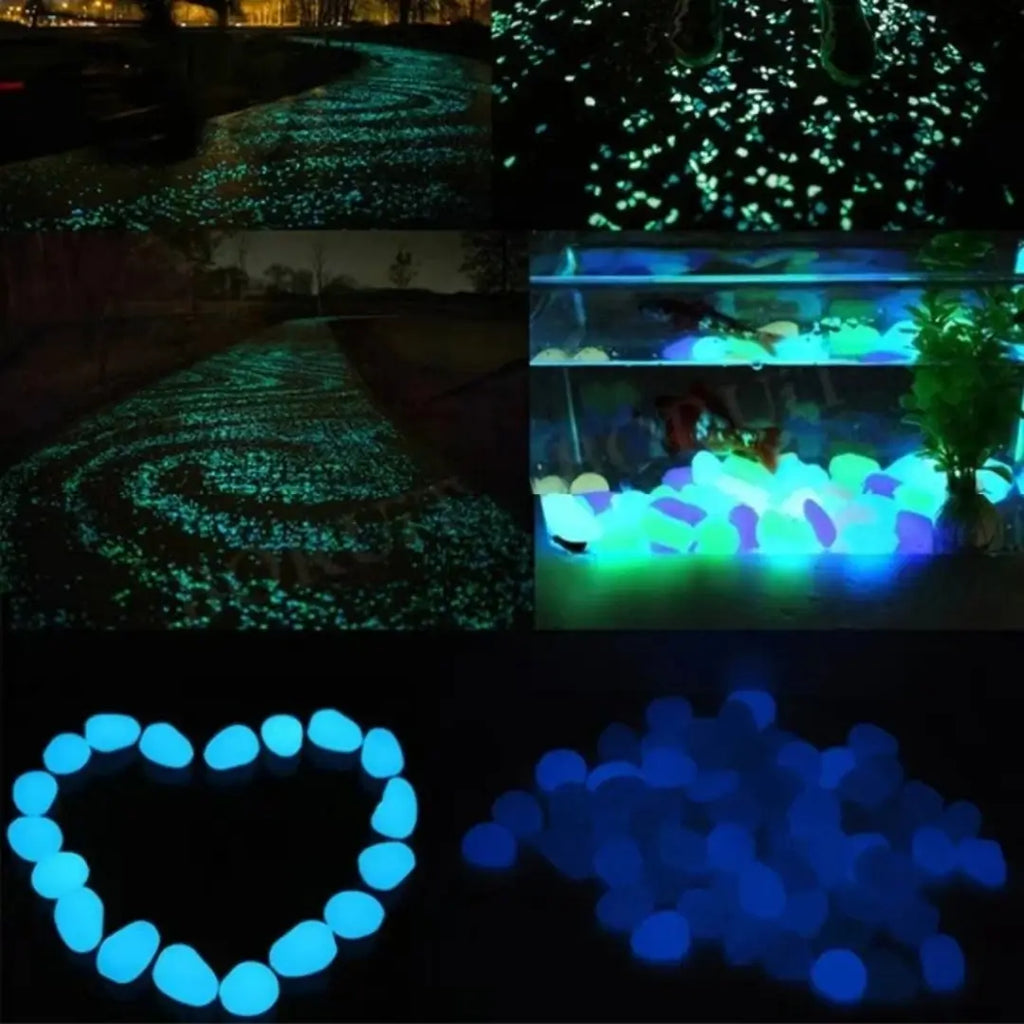 Pedras luminosas para jardim seixos decorativos 500 peças tazmo casa azul verde em vários ambientes 