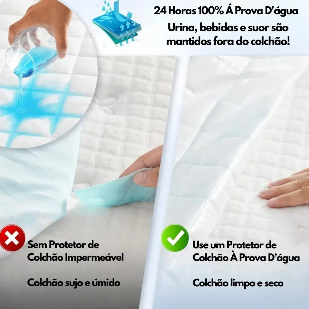 Capa para colchão impermeável confortável roxo tazmo casa 24 horas 100%á prova d'água