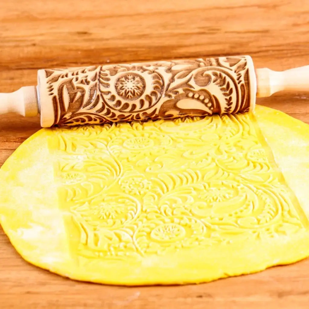 Rolo de massa para biscoito decorado de natal pino artesanal floral gourmet 