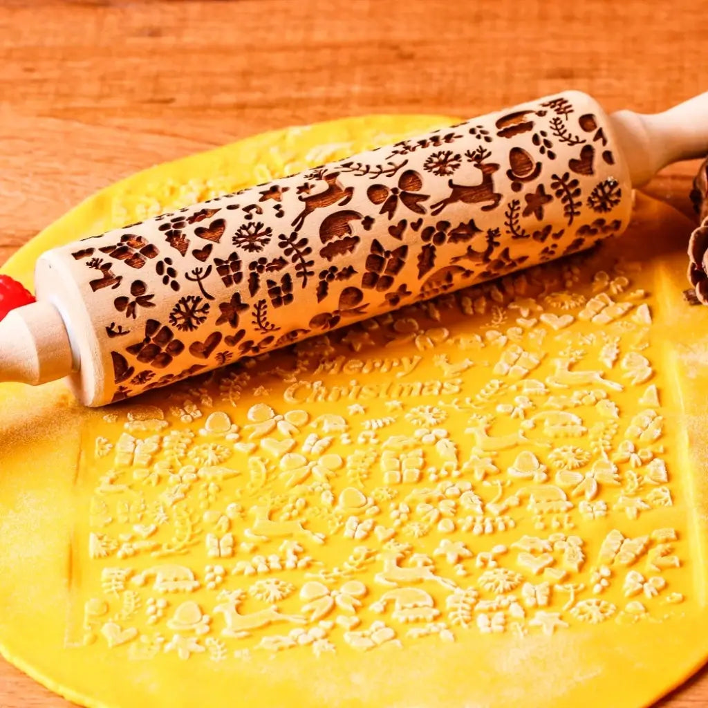 Rolo de massa para biscoito decorado de natal pino artesanal presente de natal gourmet 