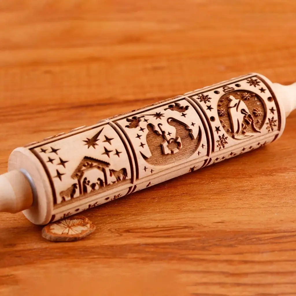 Rolo de massa para biscoito decorado de natal pino artesanal merry christmas gourmet 