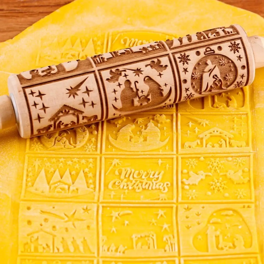 Rolo de massa para biscoito decorado de natal pino artesanal merry christmas capela de natal 