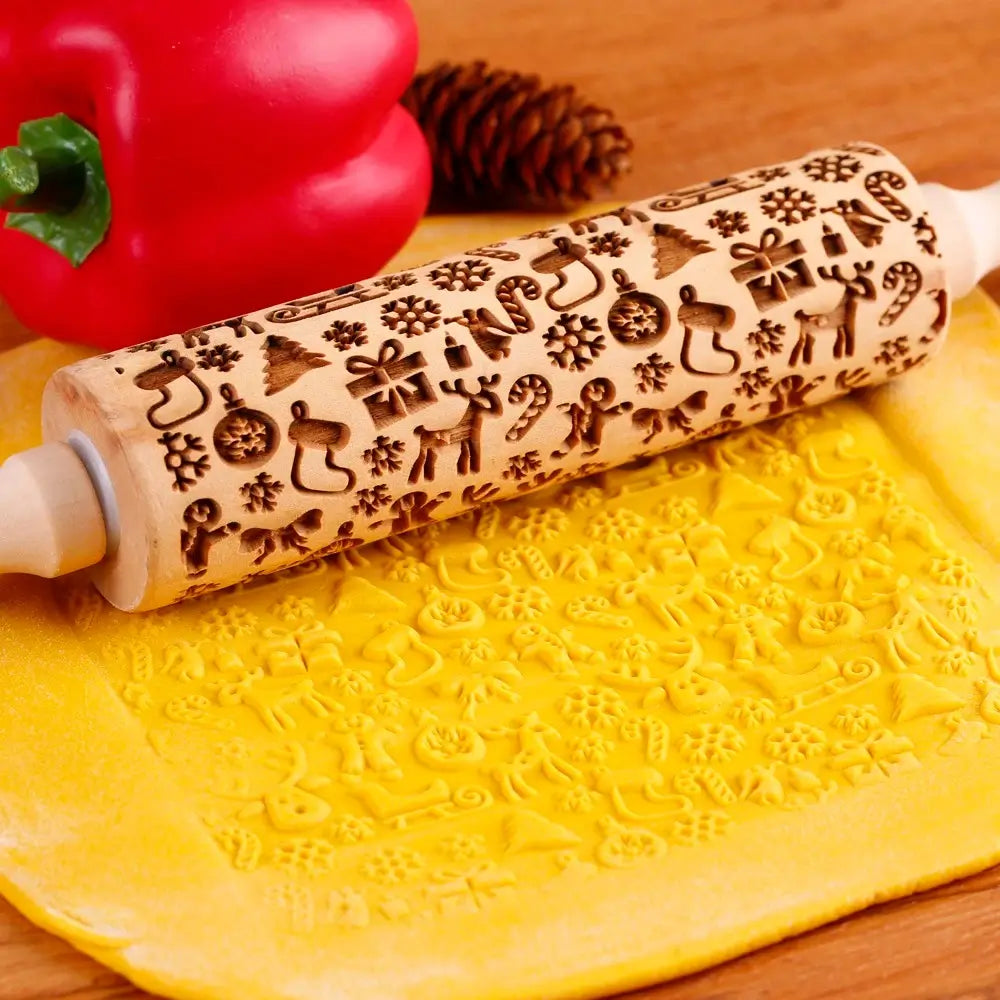 Rolo de massa para biscoito decorado de natal pino artesanal decoração natalina 