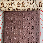 Rolo massa biscoito decorado pino artesanal de madeira 5 designs culinária de natal 