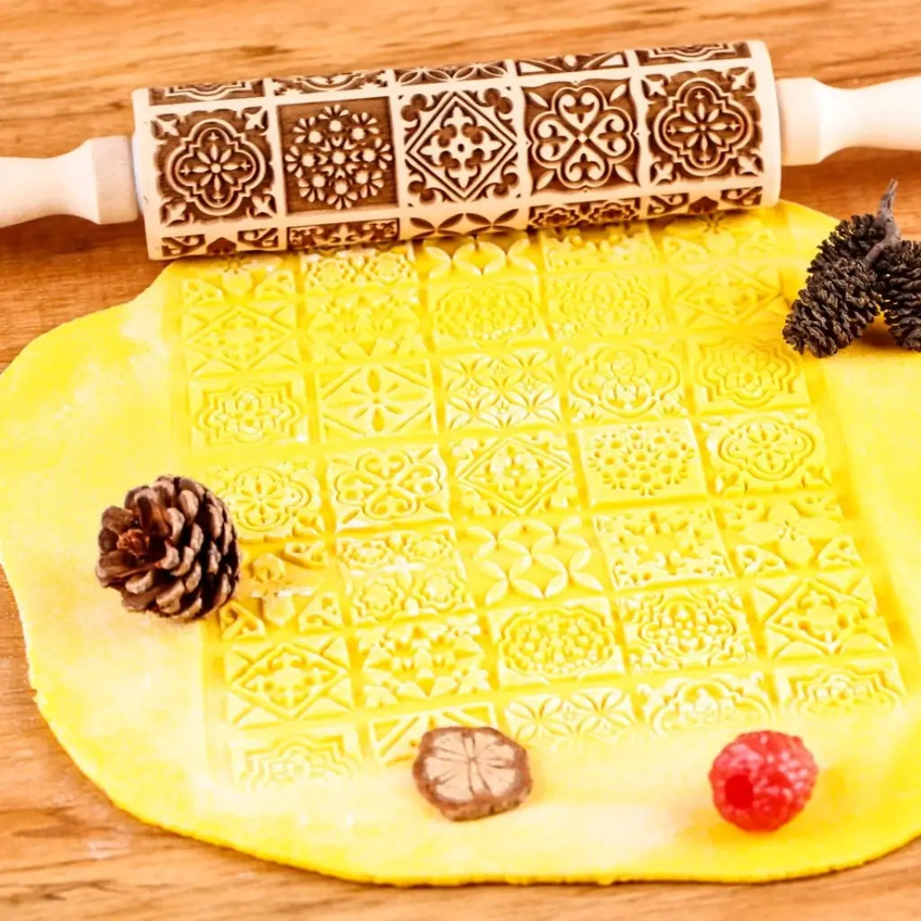 Rolo de massa biscoito decorado pino criativo treliça natal 