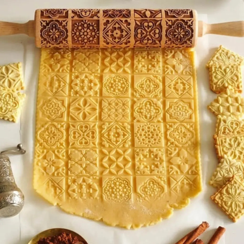Rolo de massa biscoito decorado pino criativo treliça tazmo 