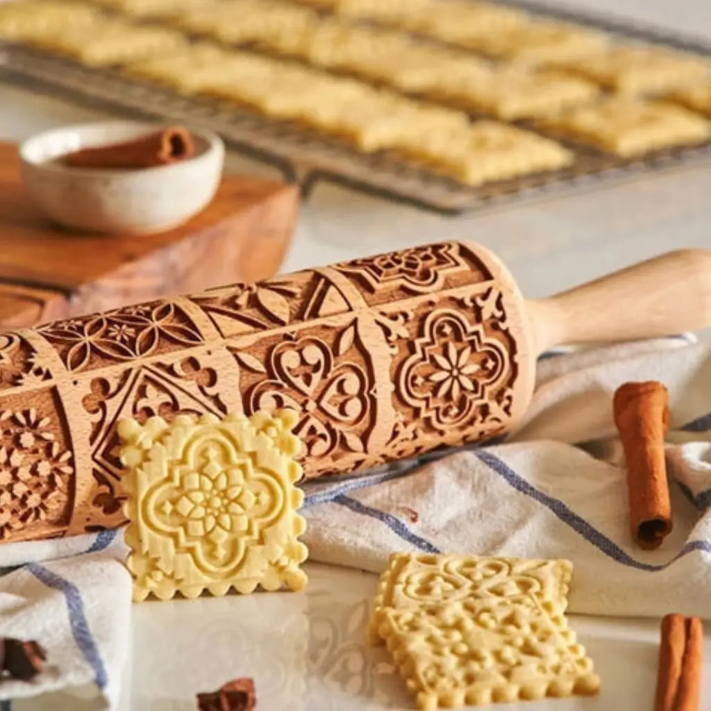 Rolo de massa biscoito decorado pino criativo treliça tazmo casa 