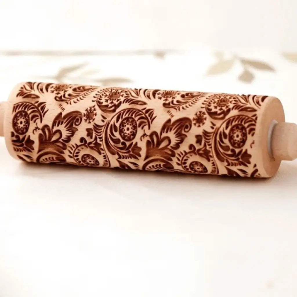 Rolo biscoito decorado com flores pino garden cookies artesanal madeira faia 