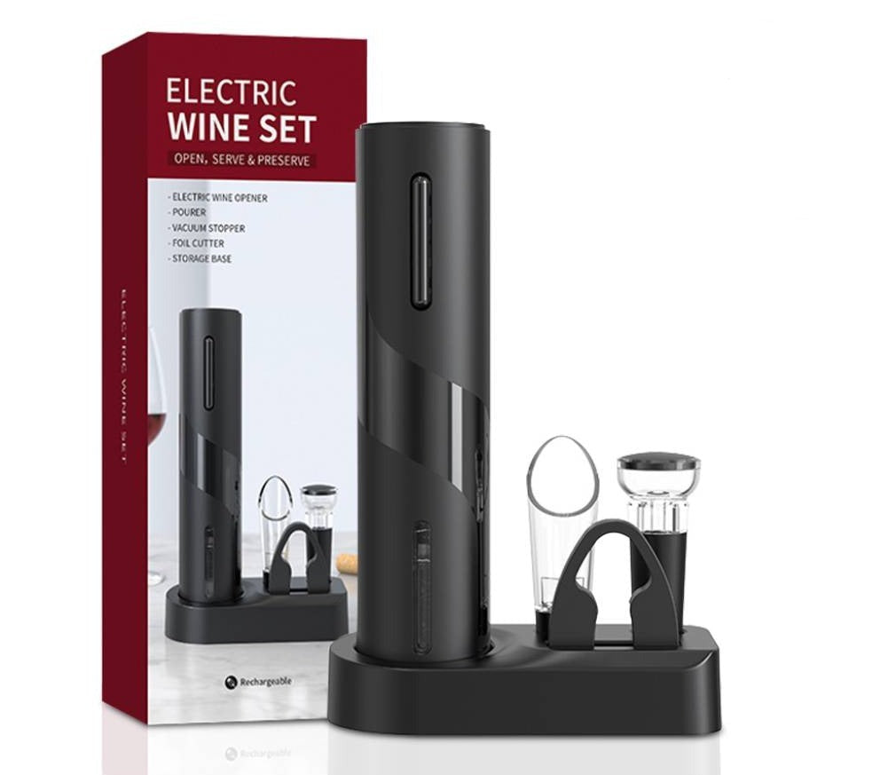 ABRIDOR DE VINHO ELÉTRICO KIT 5 PEÇAS WINE BOX