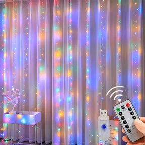 CORTINA LED LUZES CORDA DECORAÇÃO DE NATAL
