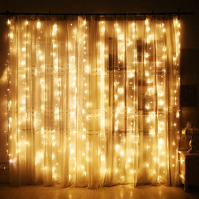 CORTINA LED LUZES CORDA DECORAÇÃO DE NATAL