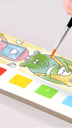 CADERNO DE PINTURA EDUCATIVA COM PINCEL, ART POCKET COMBO 3 EM 1.