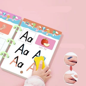 CADERNO DE TRAÇO E DESENHO INFANTIL MAGIC BOOK, APRENDENDO A ESCREVER O ALFABETO.