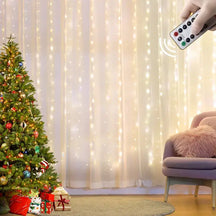 CORTINA LED LUZES CORDA DECORAÇÃO DE NATAL