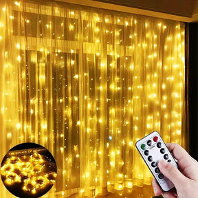 CORTINA LED LUZES CORDA DECORAÇÃO DE NATAL