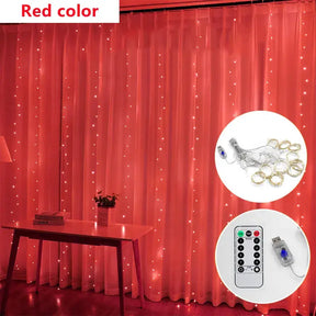 CORTINA LED LUZES CORDA DECORAÇÃO DE NATAL
