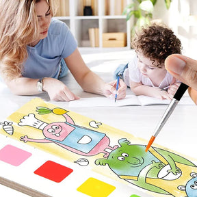 CADERNO DE PINTURA EDUCATIVA COM PINCEL, ART POCKET COMBO 3 EM 1.