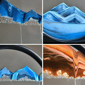 AMPULHETA PAISAGEM 3D QUADRO DE AREIA EM VIDRO SANDSCAPE PRETO