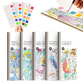 CADERNO DE PINTURA EDUCATIVA COM PINCEL, ART POCKET COMBO 3 EM 1.