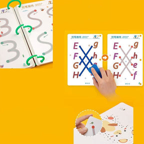 CADERNO DE TRAÇO E DESENHO INFANTIL MAGIC BOOK, APRENDENDO A ESCREVER O ALFABETO.