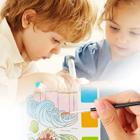 CADERNO DE PINTURA EDUCATIVA COM PINCEL, ART POCKET COMBO 3 EM 1.