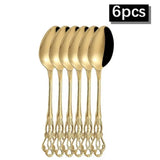 Jogo de Talheres Dourado Colher de Jantar 6PÇ