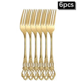 Jogo de Talheres Dourado Garfo de Jantar 6PÇ