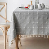 Toalha de Mesa Linho Algodão com Bola Pacific Cinza