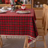 Toalha de Mesa Natalina Xadrez Feliz Natal Tazmo Casa