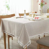 Toalha de Mesa Bege Listrado