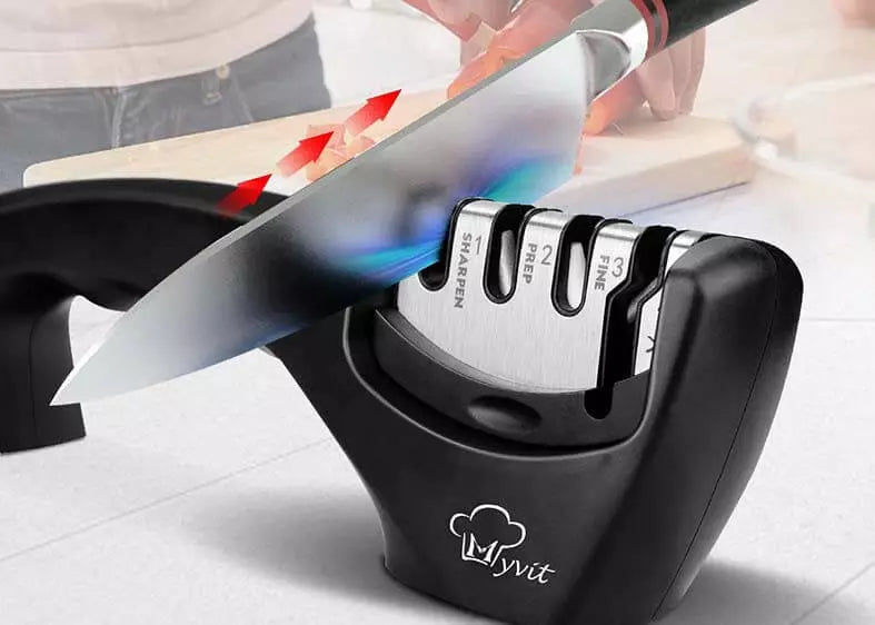 AMOLADOR DE FACAS 3 EM 1 DENVER - AFIADOR FACA E TESOURA. 