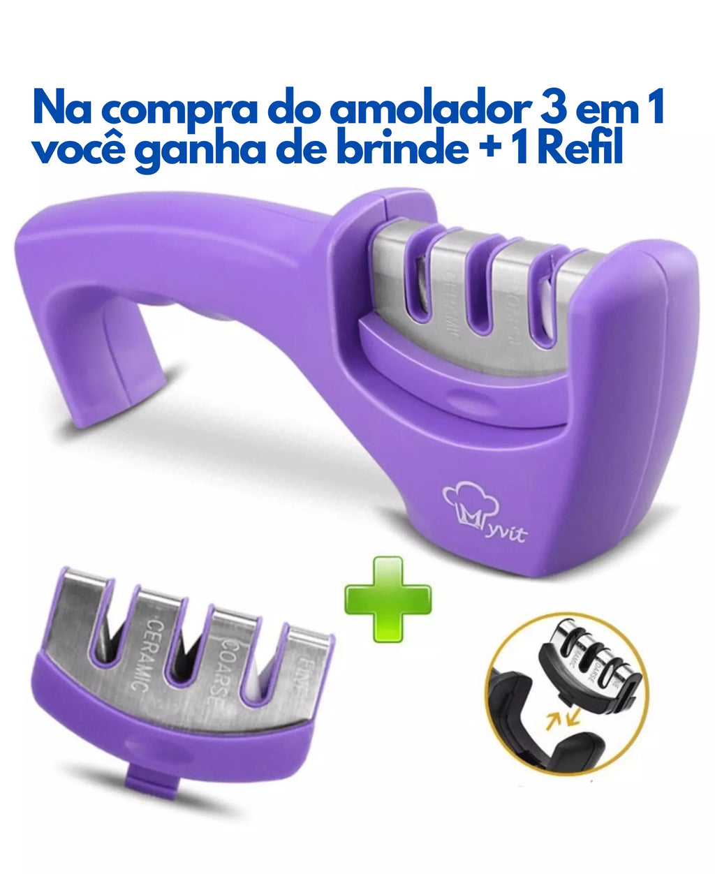 AMOLADOR DE FACAS 3 EM 1 DENVER - AFIADOR FACA E TESOURA. 