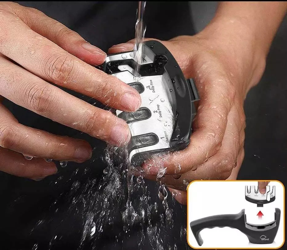 AMOLADOR DE FACAS 3 EM 1 DENVER - AFIADOR FACA E TESOURA. 