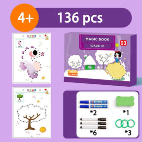 CADERNO EDUCACIONAL MAGIC BOOK 136 PÁGINAS, PRÁTICA MÁGICA PARA CRIANÇAS.
