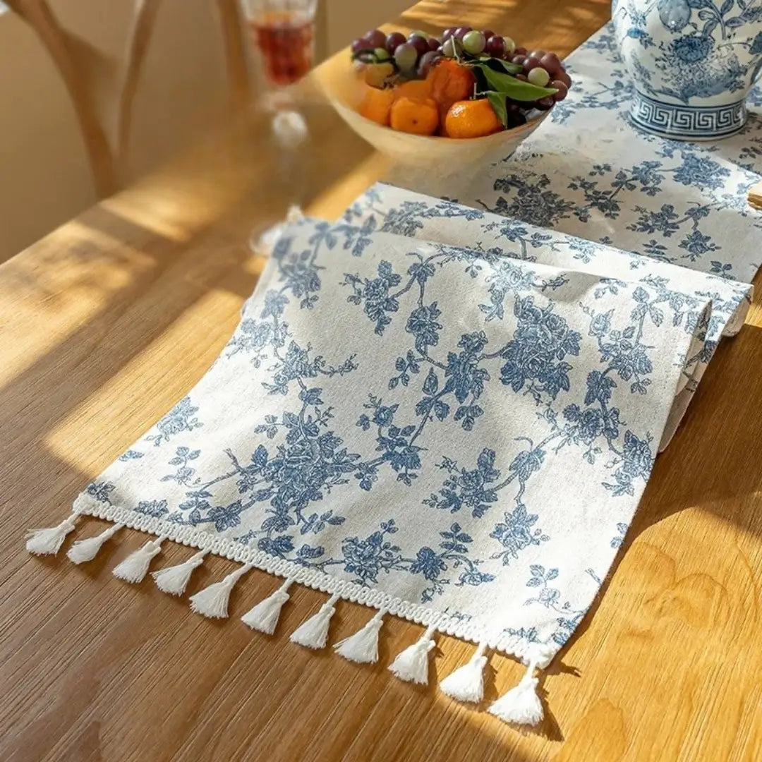 Caminho de mesa royal blue trilho floral orquídea vintage mesa de jantar 