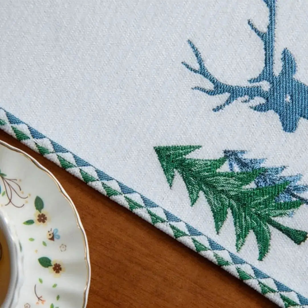 Caminho de Mesa Natal com Borla Trilho de Mesa Merry Christmas Tazmo Casa Detalhes do Bordado 