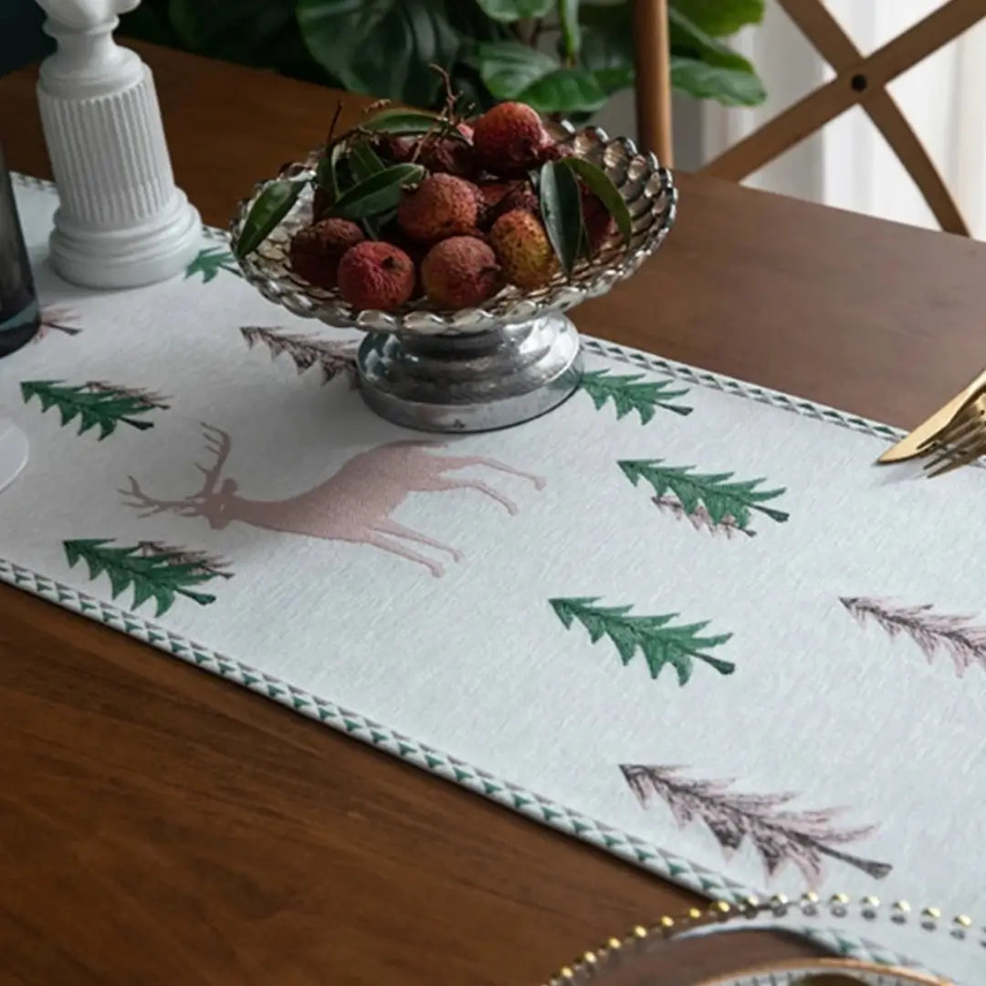 Caminho de Mesa Natal com Borla Trilho de Mesa Merry Christmas Tazmo Casa Bordado Árvore de Natal 