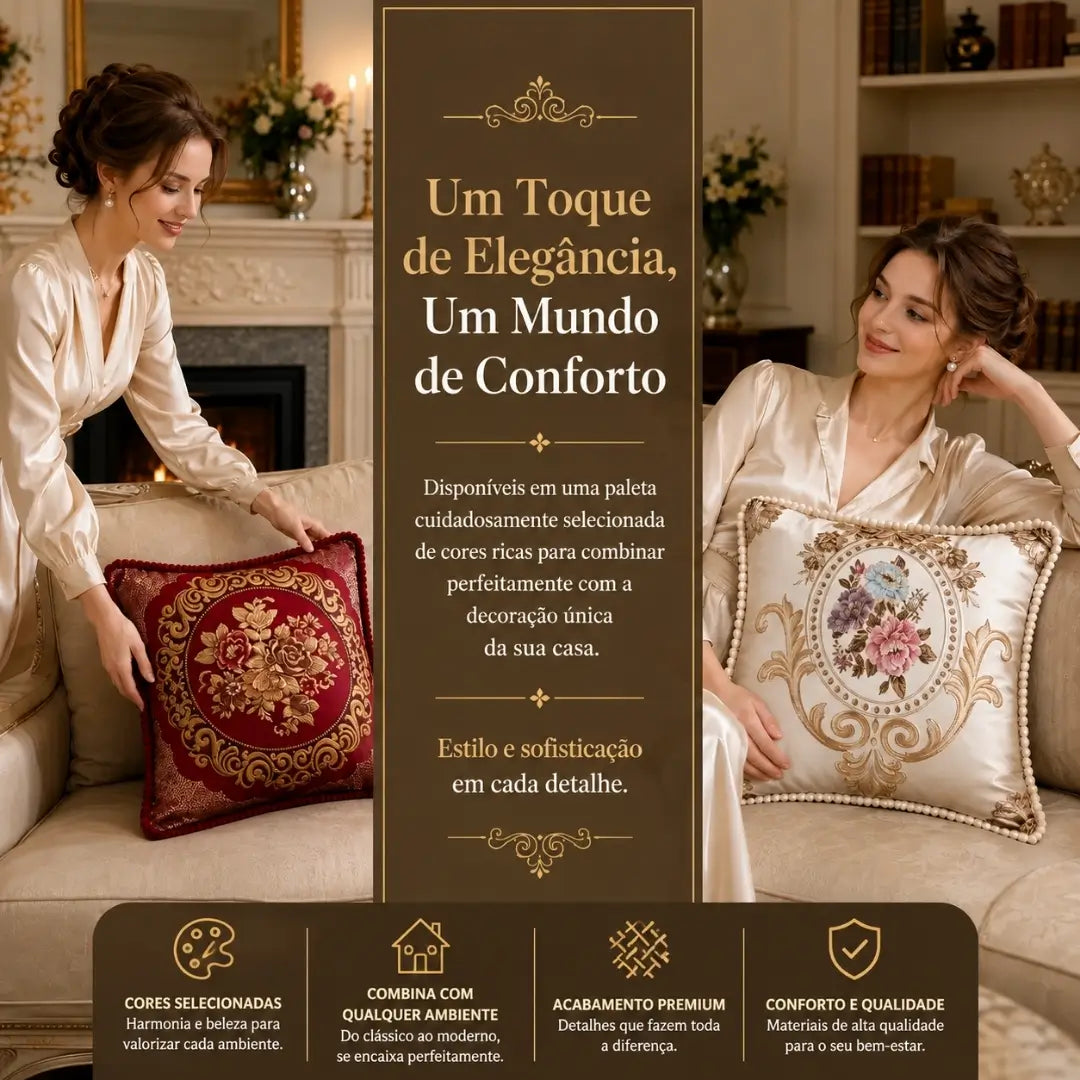 Capa de almofada bordada decorativa monarca Elisabeth toque de elegância para vários ambientes da casa 