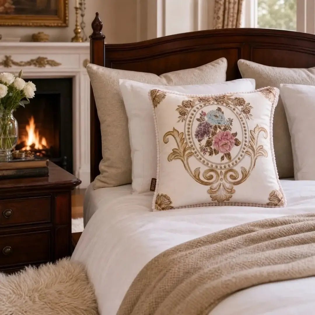 Capa de almofada bordada decorativa monarca elisabeth decoração cama rainha 