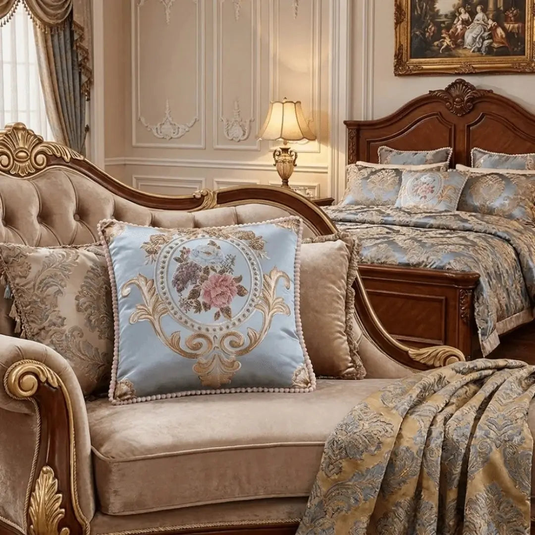 Capa de almofada bordada decorativa monarca Elisabeth decoração quarto rainha tazmo casa 