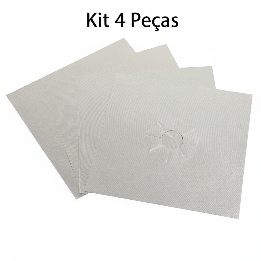 Kit 4 Peças Prata Protetor de Fogão Fribraton Tazmo Casa 