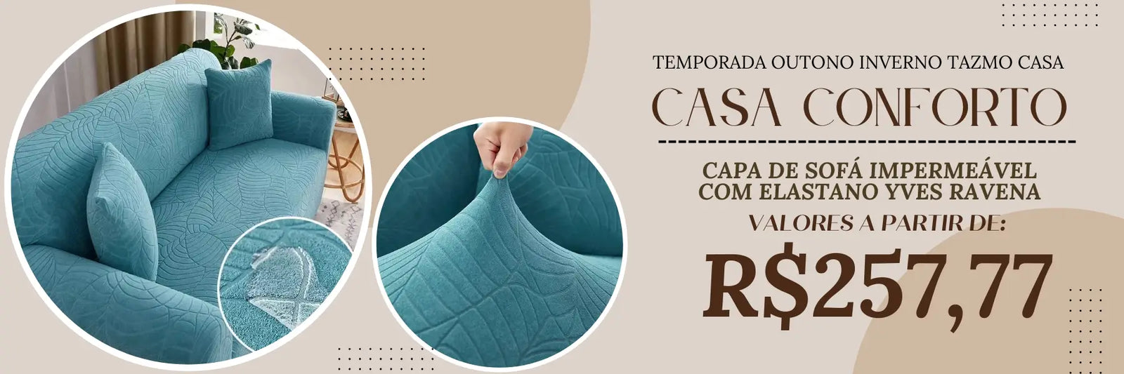 capa de sofá impermeável com elastano Yves Ravena Tazmo Casa