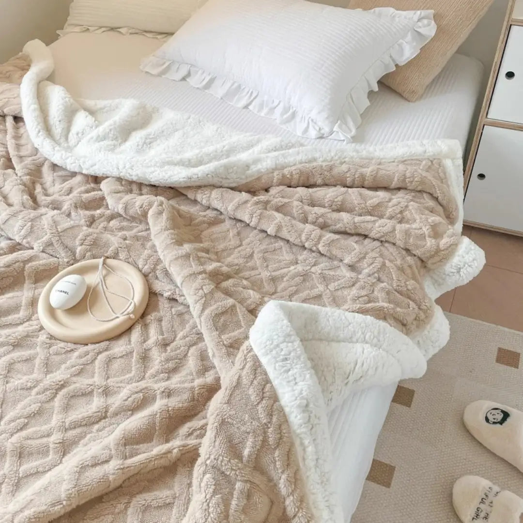 Cobertor térmico aquecido Cashmere bege tazmo casa  cama confortável 